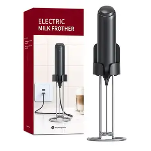 Usb Oplaadbare Handheld Melk Schuimer Schuim Maker Whisk Drank Mixer Voor Koffie Mini Foamer Voor Cappuccino Frother Met Standaard