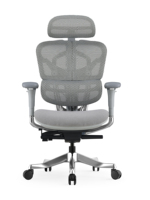 Chaise ergonomique contemporaine à dossier en maille avec réglage de la tension, assise en mousse haute densité, structure en aluminium, mécanisme Donati