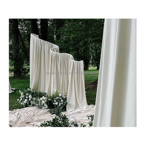 Struttura per Sfondo Matrimoniale Personalizzata da Esterno, Parete Drappeggiata, Idee per Sfondi Nuziali, Supporto per Sfondo Nuziale Curvo a Onda, Arco in Metallo - Product Image 6