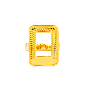 Anillo de acero inoxidable con marco rectangular chapado en oro PVD para la fabricación de componentes de joyería - Product Image 2