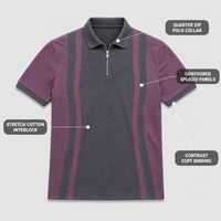 T-shirt personnalisé pour homme en coton épais, col patchwork rayé, demi-zip, manches courtes, pour un style décontracté et streetwear