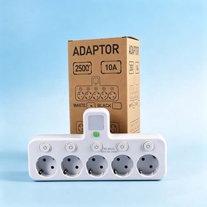 Nuevo Enchufe Estándar Europeo <span class=keywords><strong>de</strong></span> <span class=keywords><strong>5</strong></span> Vías con Luz Nocturna LED, Adaptador <span class=keywords><strong>de</strong></span> Enchufe <span class=keywords><strong>de</strong></span> 10A, Tablero <span class=keywords><strong>de</strong></span> Tomacorrientes - Product Image 3