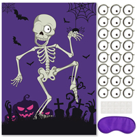 Nouvel Arrivage : Affiche de jeu d'Halloween KZR, Décorations et accessoires de fête à thème crâne violet, Ensemble de citrouilles de dessin animé, en papier rectangulaire
