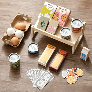 <span class=keywords><strong>Jouet</strong></span> de supermarché miniature éco-responsable Montessori pour enfants, jeu de simulation, jouets d'épicerie, ensemble de magasin d'alimentation en bois - Product Image 3