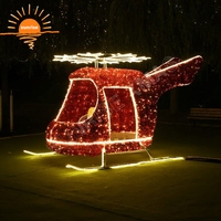 Décoration de Noël géante en forme d'avion à hélices LED pour affichage commercial, sculpture d'avion extérieure avec lumières
