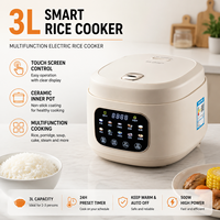 Cuisinière à riz électrique intelligente 3L avec cuve en céramique, cuisinière à riz multifonction à écran tactile pour la cuisine à domicile
