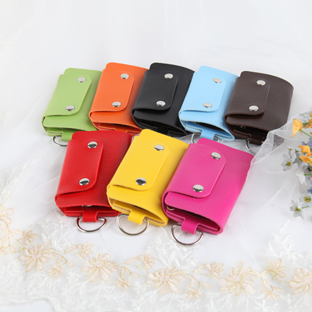 Factory Price Leather Keychain Men Women Key Holder Organizer Pouch Cow Split Car Key Wallet Housekeeper Key Case Mini Card Bag