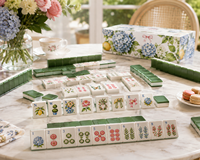 Tuiles de Mahjong Américain de Luxe à Dos Vert Floral pour Fêtes de Jardin, Jeu de Société pour Famille et Club, Cadeau, Vente en Gros, OEM, ODM