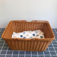 Panier de rangement en rotin tissé à la main de haute qualité et durable avec poignées, en matériau PP, multifonctionnel pour le rangement des aliments et des vêtements