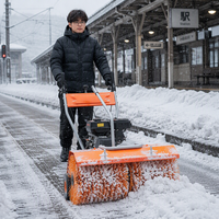 Déneigeuse autoportée Loncin 196cc avec brosse rotative en nylon, machine de déneigement 3-en-1 à essence certifiée EPA
