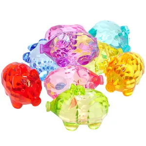 Acrylic Transparent Beads Crystal Animal Colored Big Pig Boys and Girls Amusement Park Grasping Machine Gem Beaded Toy
