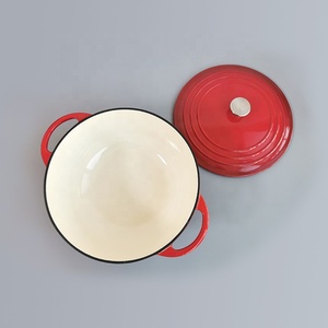 Ustensiles de cuisine <span class=keywords><strong>en</strong></span> émail rouge antiadhésif Casserole Casserole Couvert <span class=keywords><strong>en</strong></span> <span class=keywords><strong>fonte</strong></span> Four hollandais 6 pintes - Product Image 5