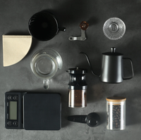 Kit de Démarrage Café & Thé Populaire Allan Vintage Noir pour Cafetière à Filtre, avec Sac de Voyage Familial – Idéal pour les Amateurs de Café