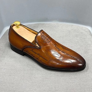 Nuevos zapatos planos con grabado brogue para hombre, zapatos de cuero genuino para hombre, estilo empresarial y de oficina, zapatos de boda ingleses, zapatos Oxford - Product Image 1