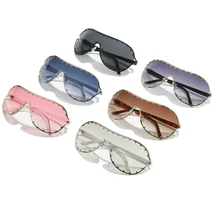 DL Glasses New Design One Piece Shades Sun Glasses Men Women Metal Frame Y2K Wrap Rimless Sunglasses 2023