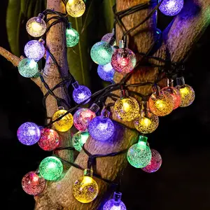 Solar LED Bubble Ball String Light Waterproof Outdoor Garden Decorative Lighting Patio Holiday Christmas Decoration