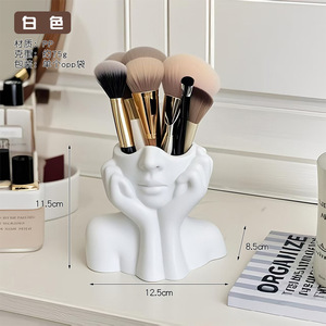 Human Face Shape Makeup Brush Holder Multi-Functional Desk Organizer Customizable Logo for Cosmetic Storage Artistic Design PP - Product Image 2