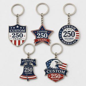 Porte-clés personnalisés en gros, thème 250 ans de l'Amérique, pour la fête de l'Indépendance, souvenirs patriotiques, porte-clés en métal - Product Image 1