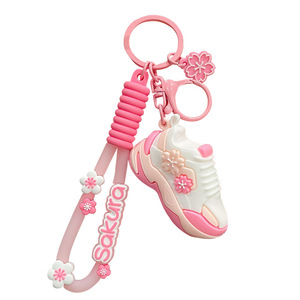 Vente en gros pvc baskets porte-clés 3d et sac 3d <span class=keywords><strong>mini</strong></span> chaussure breloques porte-clés baskets avec fleur pour filles cadeaux - Product Image 1