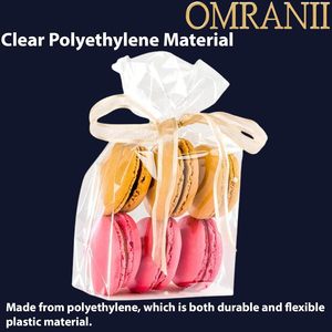 Omrani Clear Gusseted <b>Bags</b> 8 X 4 X 20 Inches 1.25Mil LDPE Food Grade 100 Count For Packaging Storage Display - Product Image 3