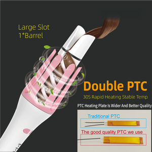 <span class=keywords><strong>Fer</strong></span> à <span class=keywords><strong>boucler</strong></span> automatique à double chauffage rapide PTC anti-brûlure, baril rotatif plus large de 1 pouce, 3 réglages de chaleur avec anion - Product Image 1
