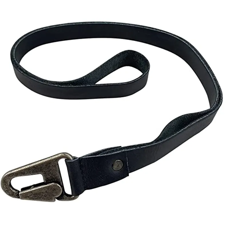 High Quality Black genuine / PU Leather lanyard strap bronze eagle mouth buckle Keychain Lanyard for key