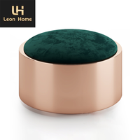 Nouvelle vente salle à manger moderne intérieur maison luxe pied marchepied or métal chaises pour salon meubles velours pouf tabourets ronds