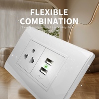 Enchufe de Pared de 3 Polos Estándar Estadounidense de Material Plástico de PC Ignífugo de Color Blanco con Puertos USB Tipo A Dobles