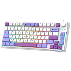 K81 Wired Mechanical <b>Keyboard</b> Tri-color Illuminated Gaming Desktop Laptop <b>Keyboard</b> With Soft Light Violet Lake Blue Accents - Product Image 2