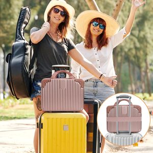 12Inch Gift Souvenir Hard Shell ABS Portable Rose Gold Cosmetic Travel Case Elastic <strong>Band</strong> Train Travel Camping Business <strong>Suitcase</strong> - Product Image 6