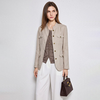 Veste utilitaire sur mesure pour femme à col montant, quatre poches, simple boutonnage, style safari, chic urbain, vente en gros directe usine