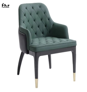 Ensemble de 4 chaises de salle à manger mi-modernes en bois coussin en cuir PU chaise longue d'extérieur pour salon et chambre à coucher - Product Image 1