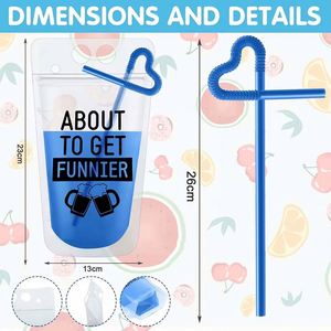 Pochettes personnalisées en plastique anti-humidité avec bec verseur et paille pour boissons (vodka, eau minérale, bière, champagne, tequila) – Idéales pour adultes et adolescents - Product Image 4