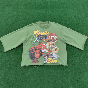 남성용 면 티셔츠 크롭 반팔 스트리트웨어 티 남여 공용 상의 빈티지 산성 세척 Y2K 의류 박시 핏 티셔츠 - Product Image 1