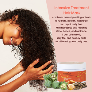 Shampooing Sans Sulfate Marque Blanche et Revitalisant Profond à l'<span class=keywords><strong>Huile</strong></span> de Ricin, Masque Réparateur Hydratant et Lissant <span class=keywords><strong>pour</strong></span> <span class=keywords><strong>Cheveux</strong></span> Bouclés et Abîmés - Product Image 4