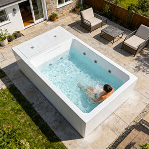 Piscine compacte avec transats pour maison et jardin modernes, piscine extérieure, spa de nage - Product Image 5