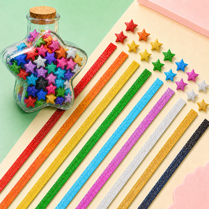 Bandes de papier origami étoiles scintillantes en gros, papier étoile porte-bonheur brillant, couleurs assorties pour la décoration artisanale DIY et les fêtes - Product Image 1