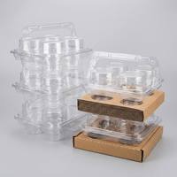 Support de tasse en PET recyclable avec poignée, boîte à gobelets en papier transparente portable pour mousse, pudding, dessert, emballage de présentation à emporter