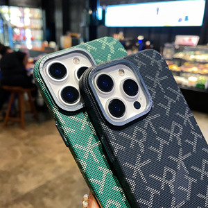 Compatible con Apple 16 Pro Max Phone Case <span class=keywords><strong>Fiber</strong></span> Pattern Letter Metal <span class=keywords><strong>Lens</strong></span> Funda protectora a prueba de golpes para iPhone Teléfono móvil - Product Image 4