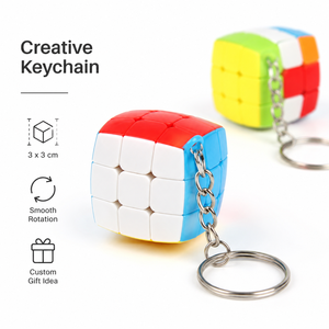Bulk 3cm Mini <b>Puzzle</b> <b>Cube</b> Keychain Plastic 3x3 Magic <b>Cube</b> Keyring Lightweight Promotional Gift for Kids Adults Event Giveaway - Product Image 1