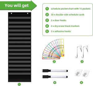 Organizador de Bolsillos con 16 Compartimentos y Tarjetas Reutilizables, Organizador de Bolsillos para la Clase Diaria, para el Aula, la Oficina, el Hogar, la Escuela y las Actividades - Product Image 3