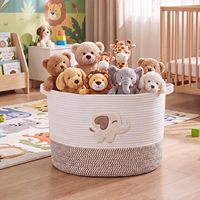 Grand panier de rangement rond tressé en corde de coton écologique, pliable, multi-usages, idéal pour les cadeaux