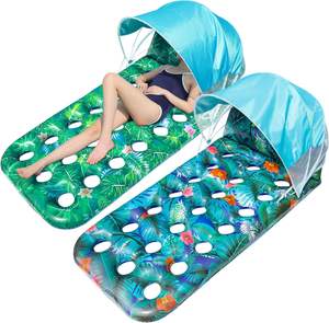Flotador Inflable de PVC para Piscina con Toldo Extraíble, Tumbona Acuática de 18 Orificios con Protección UV para Adultos - Product Image 1