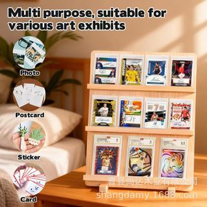 Cross-border wooden multi-tiered display and storage rack for postcards and greeting <b>cards</b>, tiered shelf for <b>playing</b> <b>cards</b> and - Product Image 2