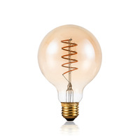 Ampoule à filament LED G80, style vintage Edison, globe lumineux, verre ambré, dimmable, E27, ampoule décorative pour l'éclairage domestique