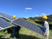 Structure de montage solaire au sol en acier robuste pour projets utilitaires avec aménagement de panneaux à hauteur flexible et options de fondation