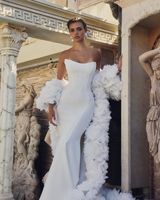 Mily Bridal MW167 Magnifique Satin Hors Épaule avec Volants Robe Robes De Mariée De Mariée Pour Les Filles