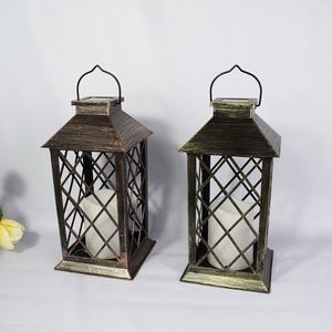 Solar <b>Candle</b> <b>Holders</b> Glass <b>Candle</b> <b>Holders</b> Lanterns <b>Candle</b> Jars Rustic Metal Frame Waterproof Solar Decoration Lantern - Product Image 3