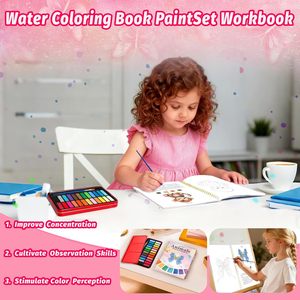 Cahier d'exercices d'<span class=keywords><strong>aquarelle</strong></span>, livre de coloriage, <span class=keywords><strong>kit</strong></span> de peinture adapté aux débutants, 24 couleurs, peinture <span class=keywords><strong>pour</strong></span> adultes et adolescents, exploration artistique, cadeau, animaux - Product Image 4