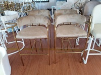 Chaises de bar hautes en velours avec pieds en métal personnalisés de style nordique, tabourets de bar scandinaves pour la cuisine